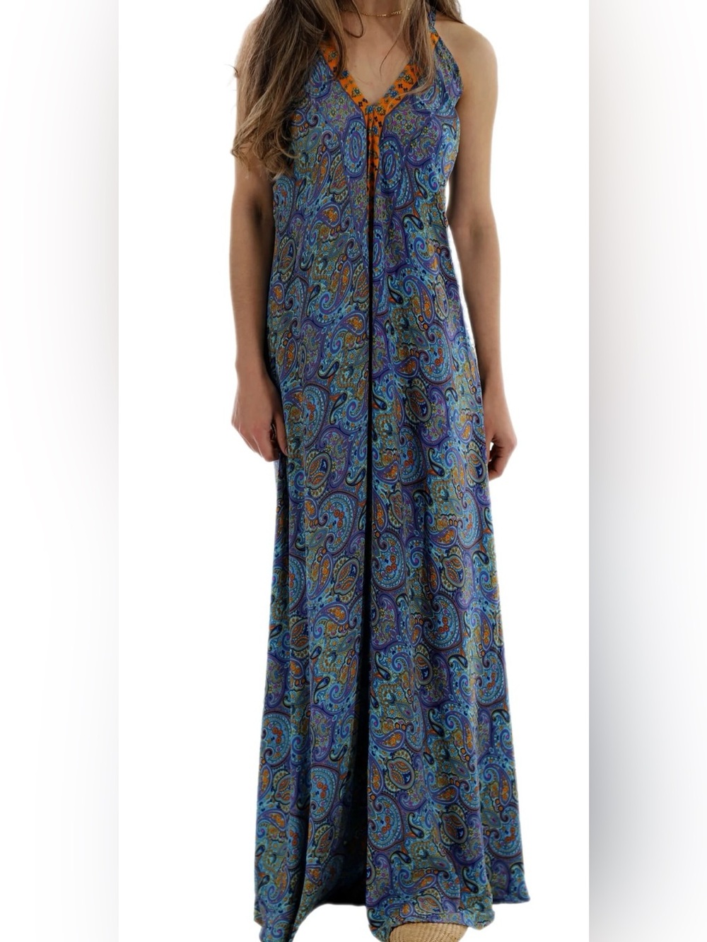Ben & Lisa La Fiorentina Francesca Halter Tie Maxi Dress in Blue